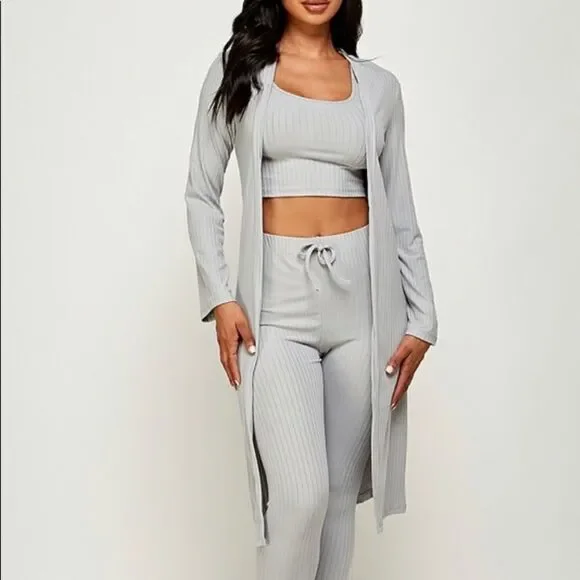 Three Piece Set Cropped Top Pants‎ and Cardigan - Picture 3 of 6